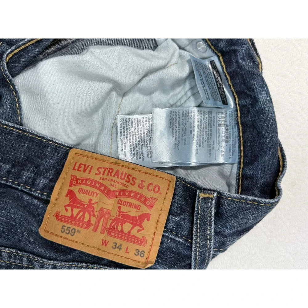 Levis 559 Relaxed Straight Jeans Mens 34x36 Dark Wash Blue Denim Pants 6042